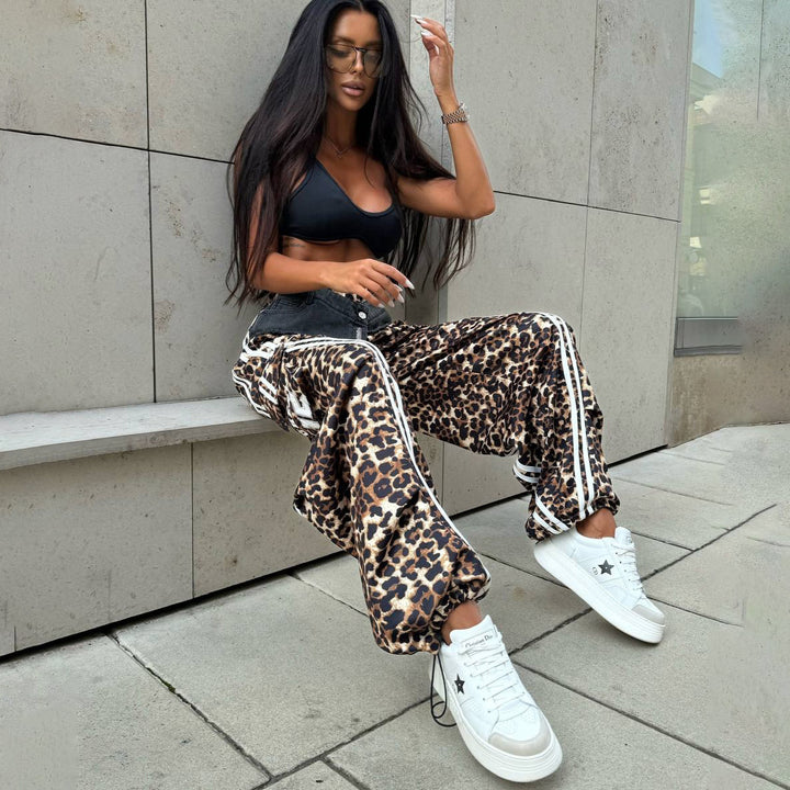 Kvinders casual og luftige leopardprint fritidsbukser Stilla