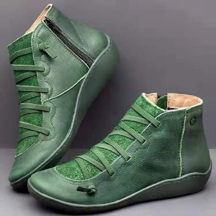 Dame Mode Snørebånd Booties lavet af læder med sneakersål og sidelukning Stilla