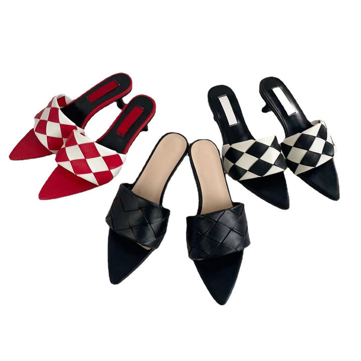 Femme Chic Vevet Spids Tå-Mules med elegant Mini-Hæl Stilla