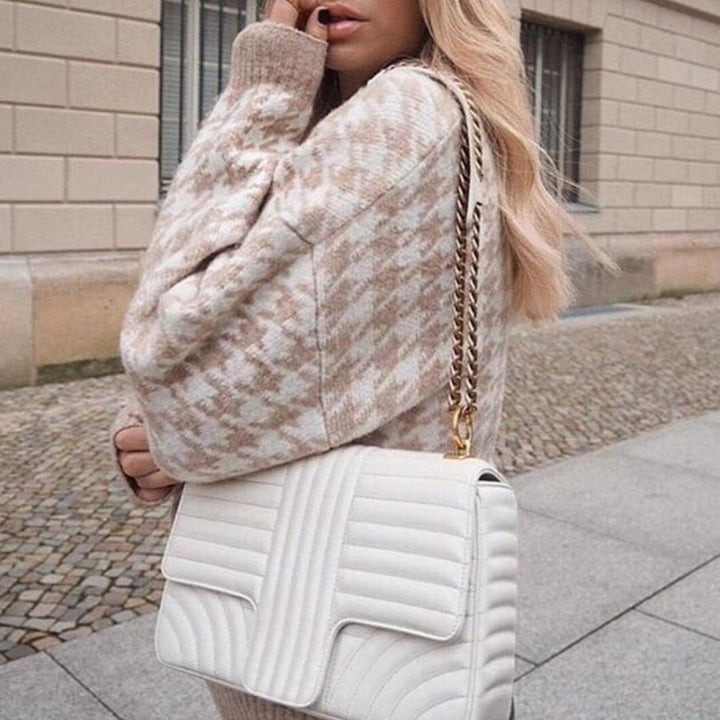 Femme Hahnentritt Overdimensioneret Strikpullover Stilla