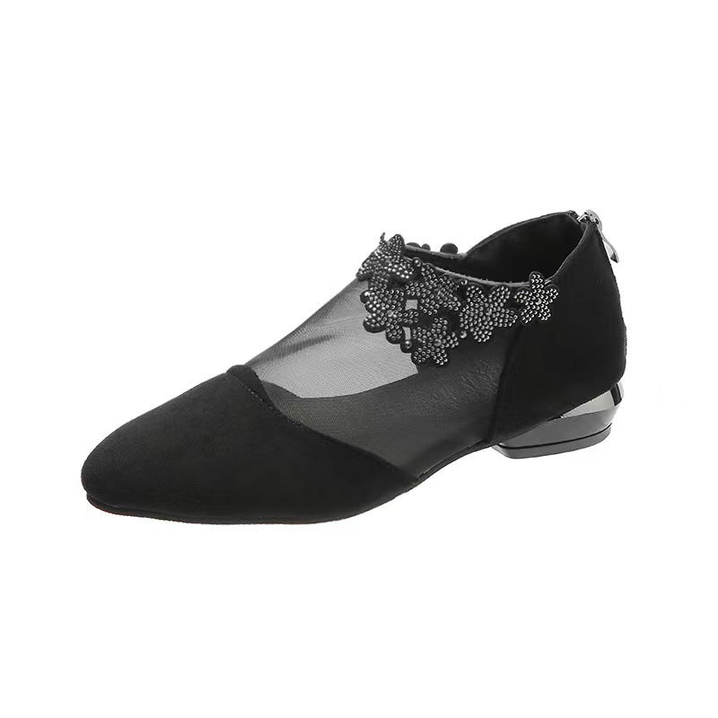 Dame Elegant Ballerinas med gennemsigtige indsatser og dekorativ glimmer Stilla