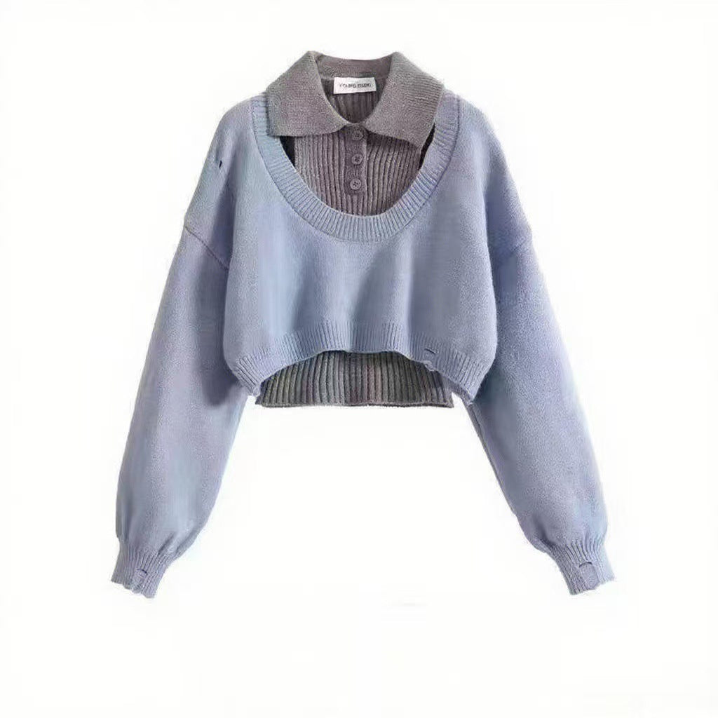 Dame mode crop sweater med unikt design Stilla