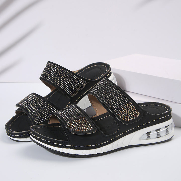 Dame mode sandaler med strass dekorationer og innovativt dæmpningssystem Stilla