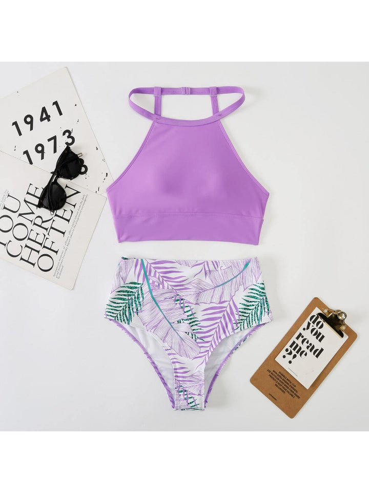 Dame Sporty bikini med højt skåret trusse og moderigtigt crop-top Stilla