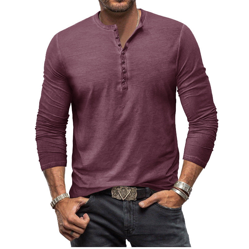 Herrer Langærmet Henley T-shirt med stilfulde knapper Stilla