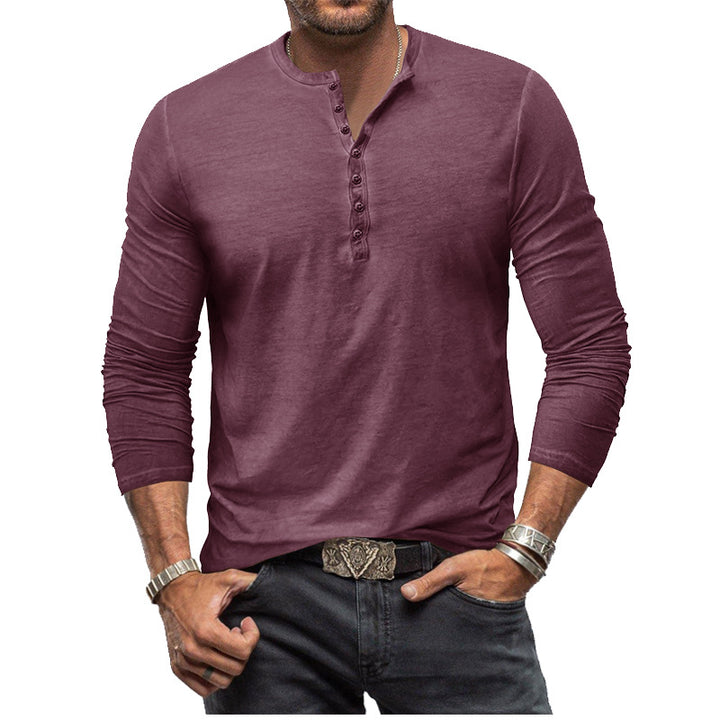 Herrer Langærmet Henley T-shirt med stilfulde knapper Stilla