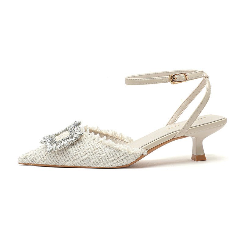 Dame elegante spidse slingback-hæle med krystalfunktion detalje Stilla