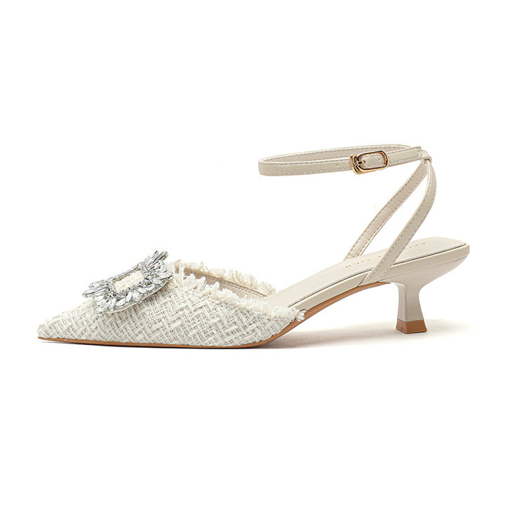 Dame elegante spidse slingback-hæle med krystalfunktion detalje Stilla
