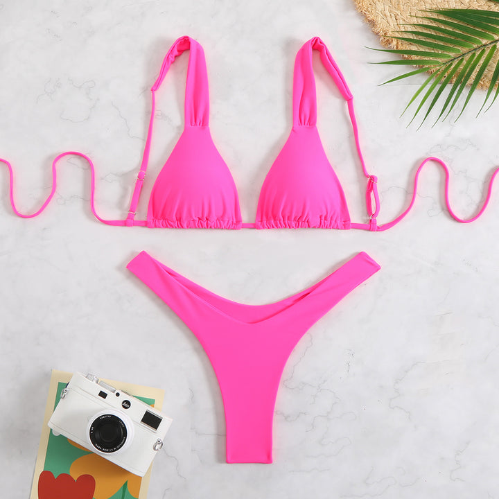 Dame Triangle Cut-Out Bikini Sæt med justerbare stropper Stilla