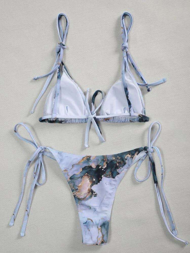 Dame Tie-Back Trekant-Bikini-Sæt med justerbare sider Stilla