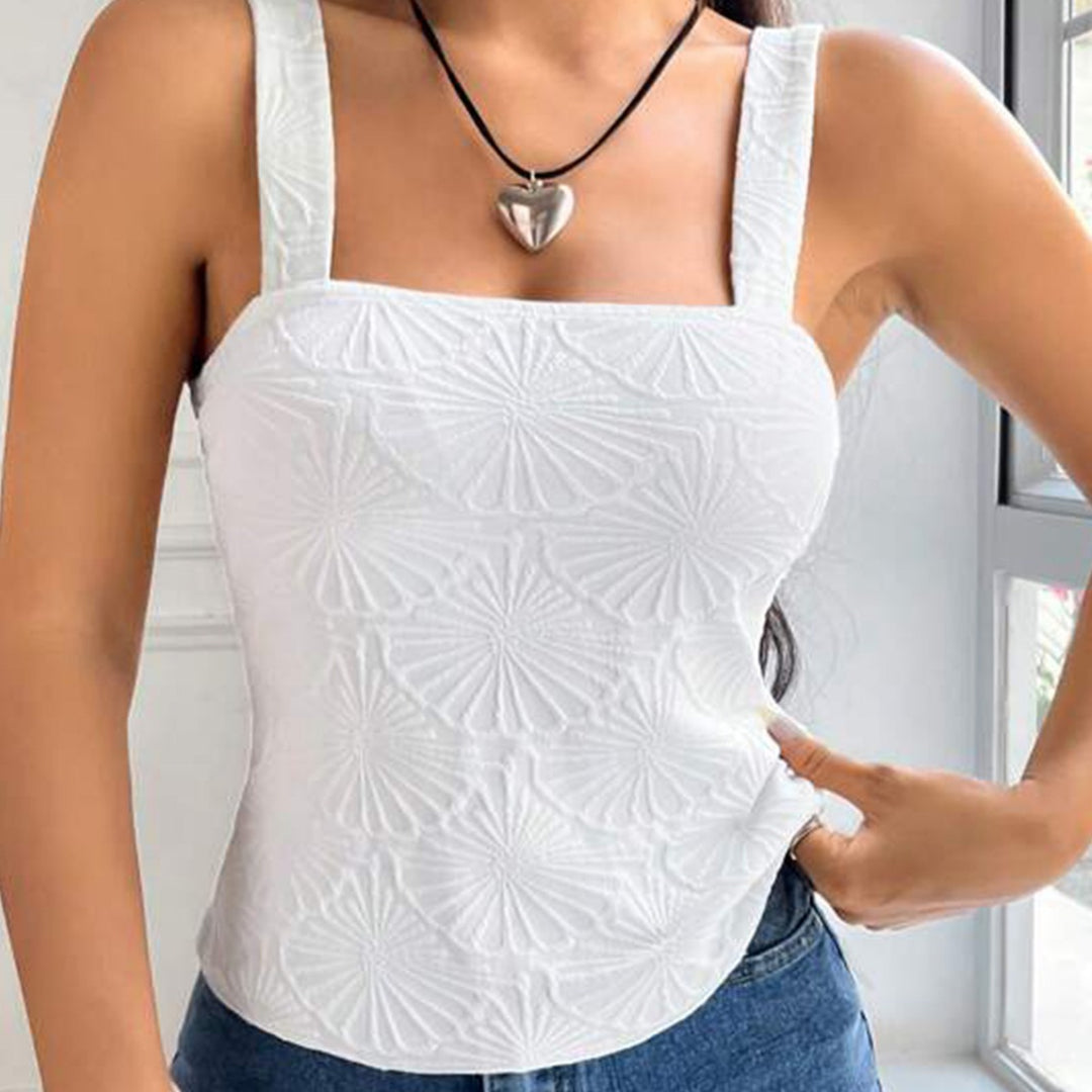 Dame Tekstureret Kvadrat-Udskæring Crop Top Stilla