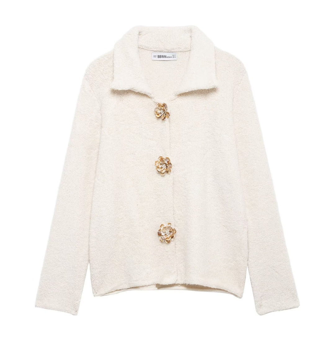 Femme Cozy Tekstureret Cardigan med Dekorative Knapper Stilla