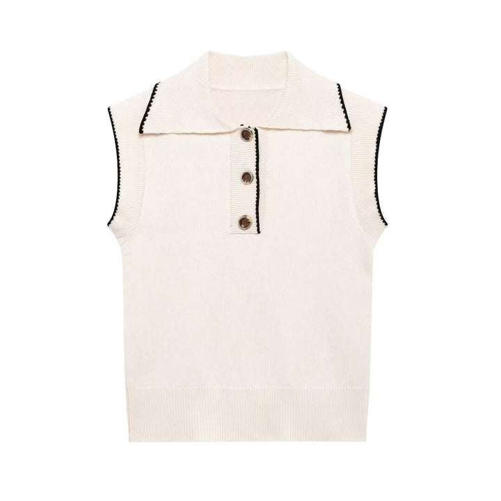 Femme Sleek ærmeløst strik-polo-sweater Stilla