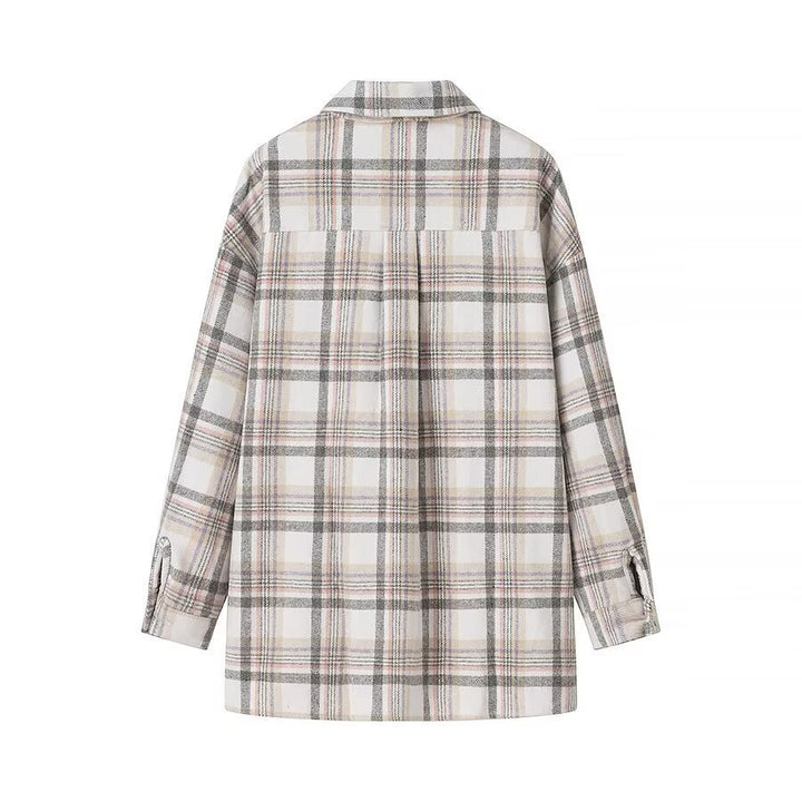 Femme Karo Oversized Skjortejakke med Lommer Stilla