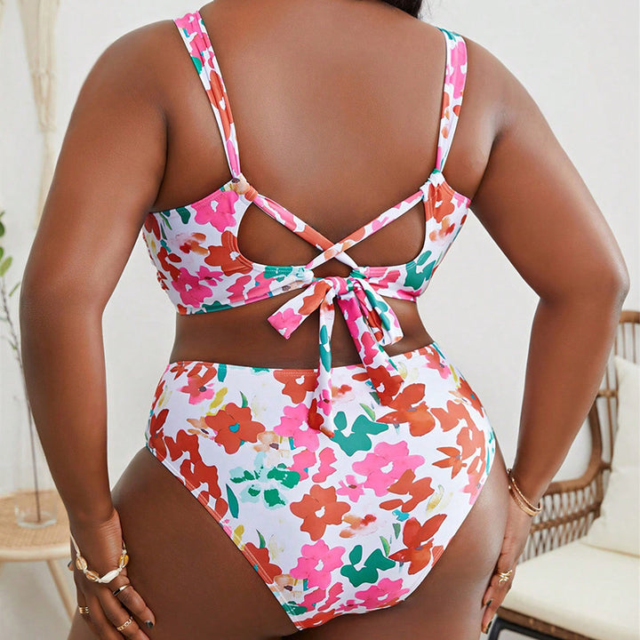 Dame bikini-sæt med fashionabelt crop-top og højskåret underdel Skovae