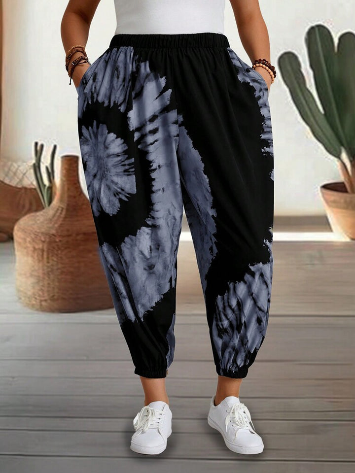 Dame bred fritidsbukser med batikdesign Stilla
