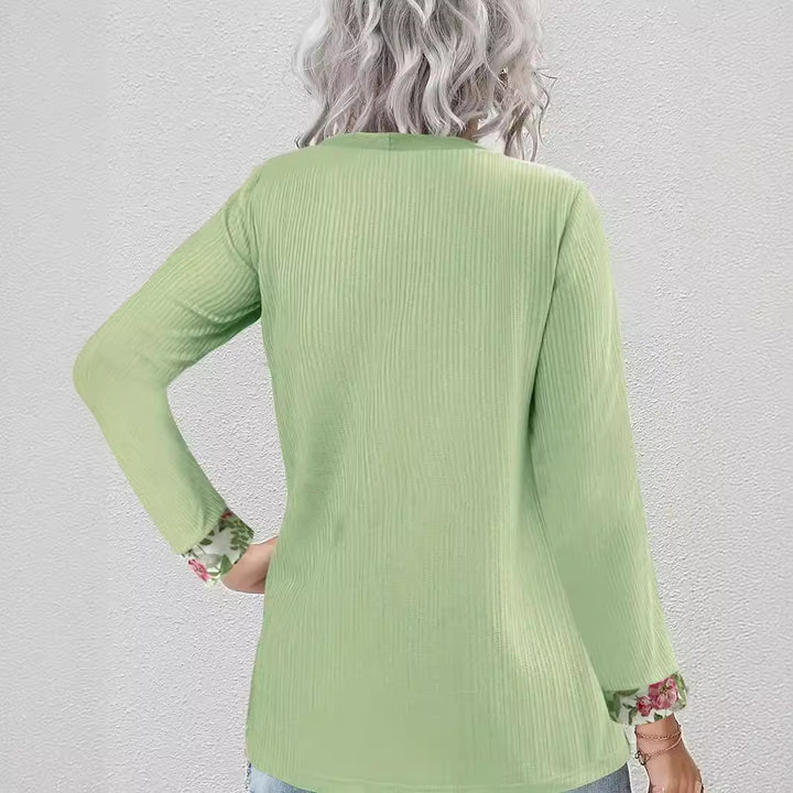 Dame afslappet cardigan med blomstret inderfór Stilla