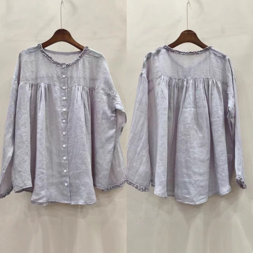 Dame Rynkeknappet Biokemisk Bomuldsbluse Stilla