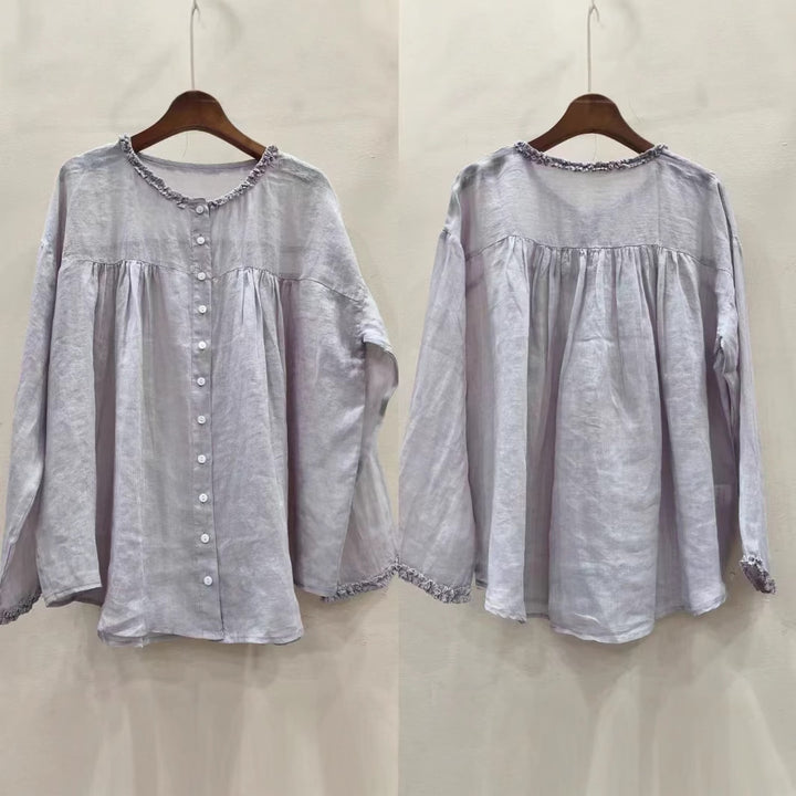 Dame Rynkeknappet Biokemisk Bomuldsbluse Stilla