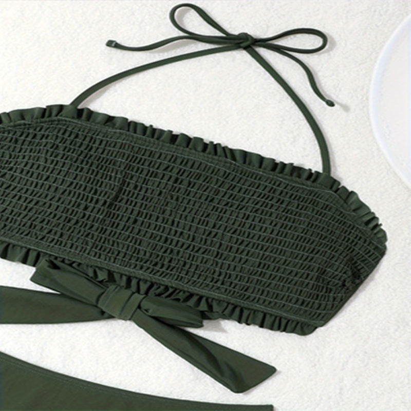 Dame Bandeau-bikini med ruffle-detalje og høj halsudskæring Stilla