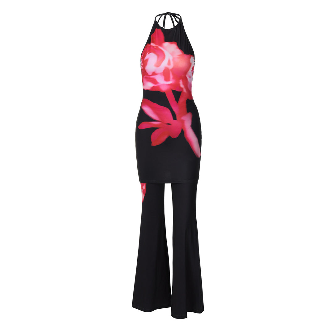 Damer Elegant Jumpsuit med blomster mønstre og raffinerede cut-outs Stilla