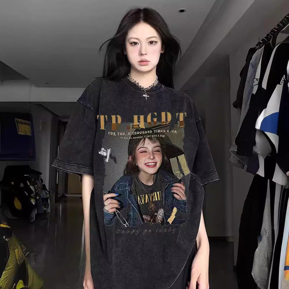 Dame Oversize T-Shirt med unikt grafiktryk Stilla