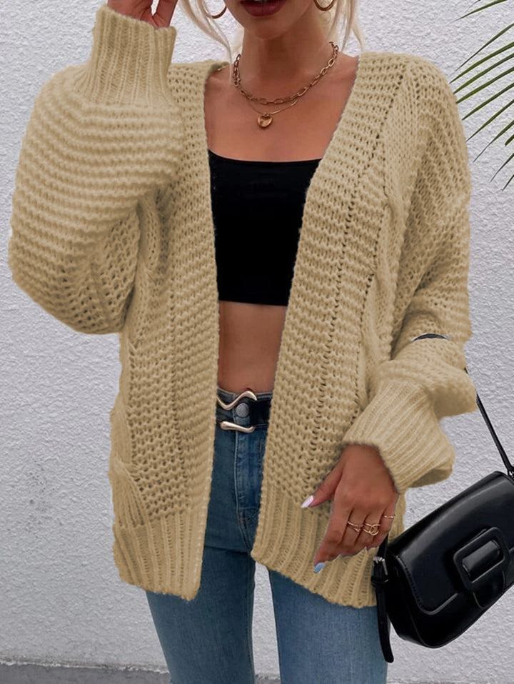 Kvinders chunky strikket cardigan med komfortable åbne lommer og afslappet pasform Stilla