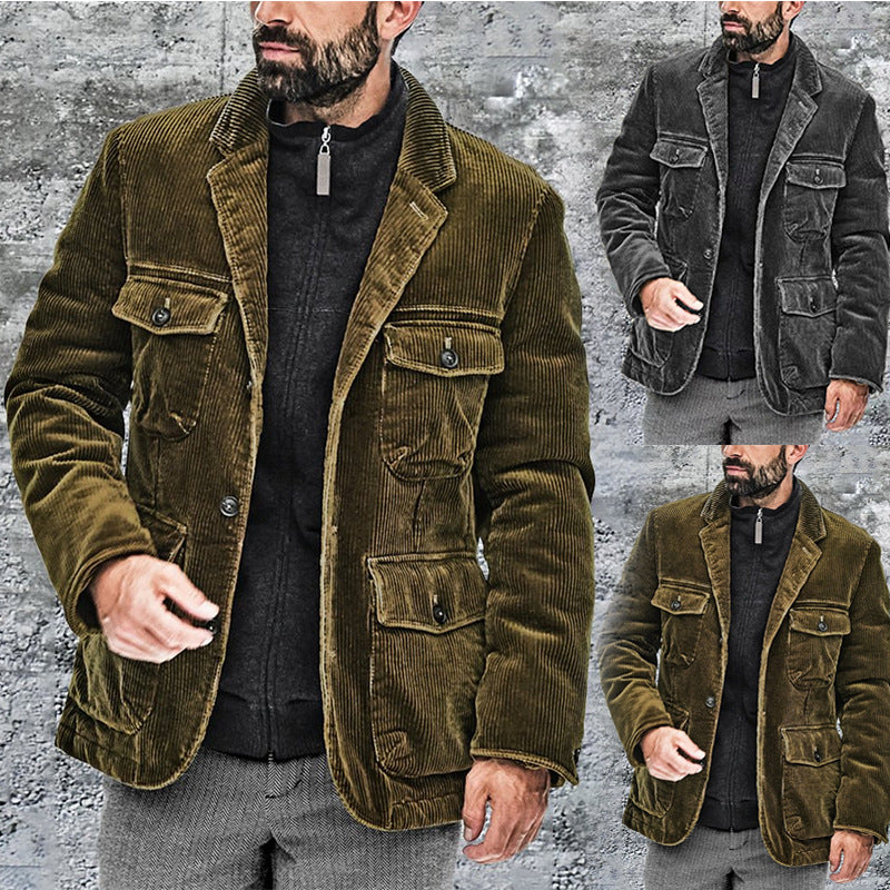 Herren moderigtig fløjlsjakke med påsyede lommer og robust design Stilla