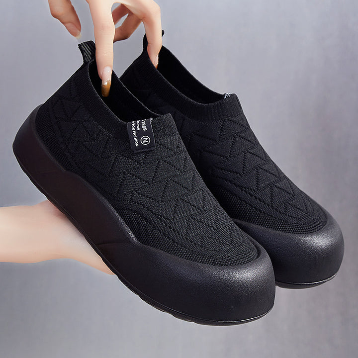 Dame Bequeme Slip-On Sneakers med elastisk strikstruktur og skridsikker sål Stilla