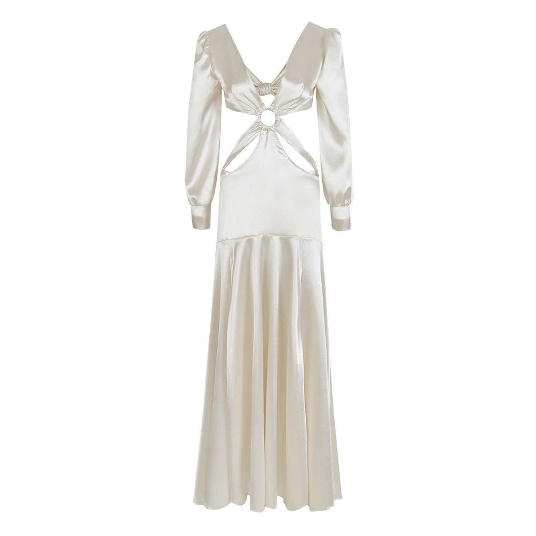 Dame maxikjole med elegant cut-out-design og dyb v-udskæring Stilla