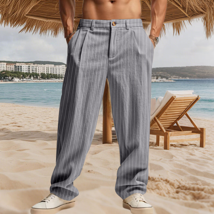 Herren modefritidsbukser med elegante nålestriber og komfortabel pasform Stilla