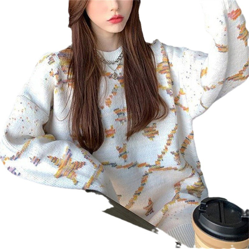 Femme Kunstnerisk Mønstret Strikpullover Stilla