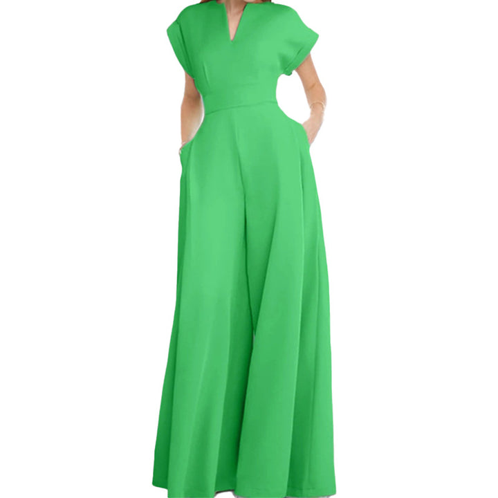Dame jumpsuit med elegant V-udskæring og bredt ben Stilla