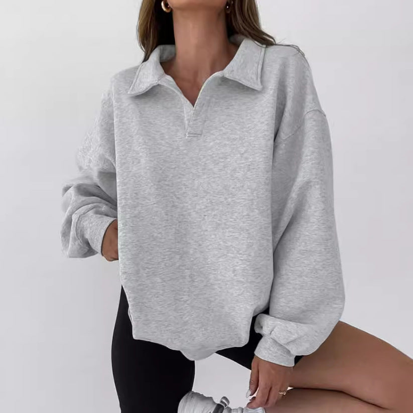 Dame sweater med moderne krave og lange ærmer Stilla