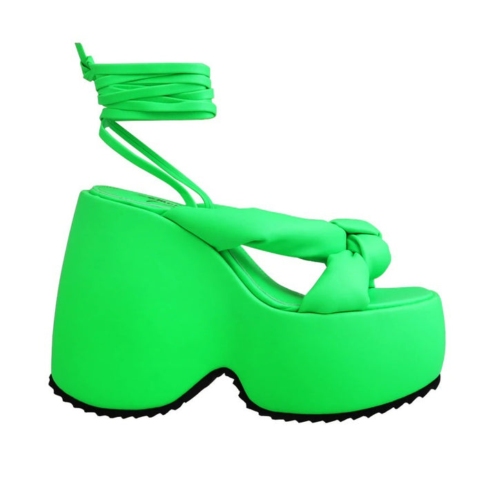 Dame Chunky Plattform Ankelvinklet Sandaler med Knude Detalje Stilla