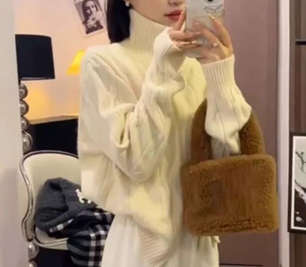 Dame Fashionable Chunky Strik Sweater med Høj Krave Stilla