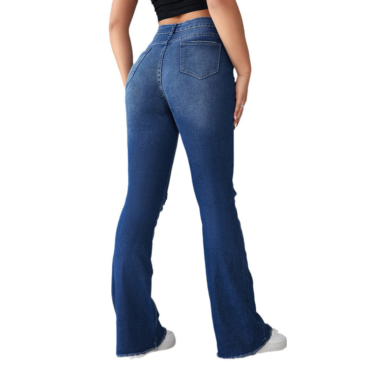 Dame Flared Jeans med høj talje og stilfulde rifte-detaljer Stilla