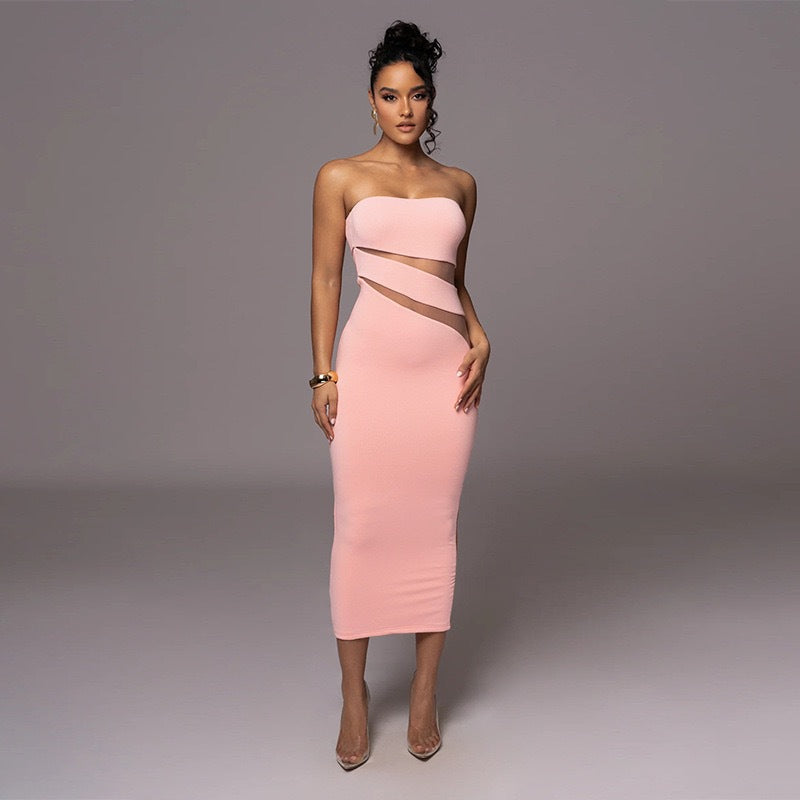 Dame Off-Shoulder Maxikjole med raffinerede cut-out-detaljer og tætsiddende snit Skovae