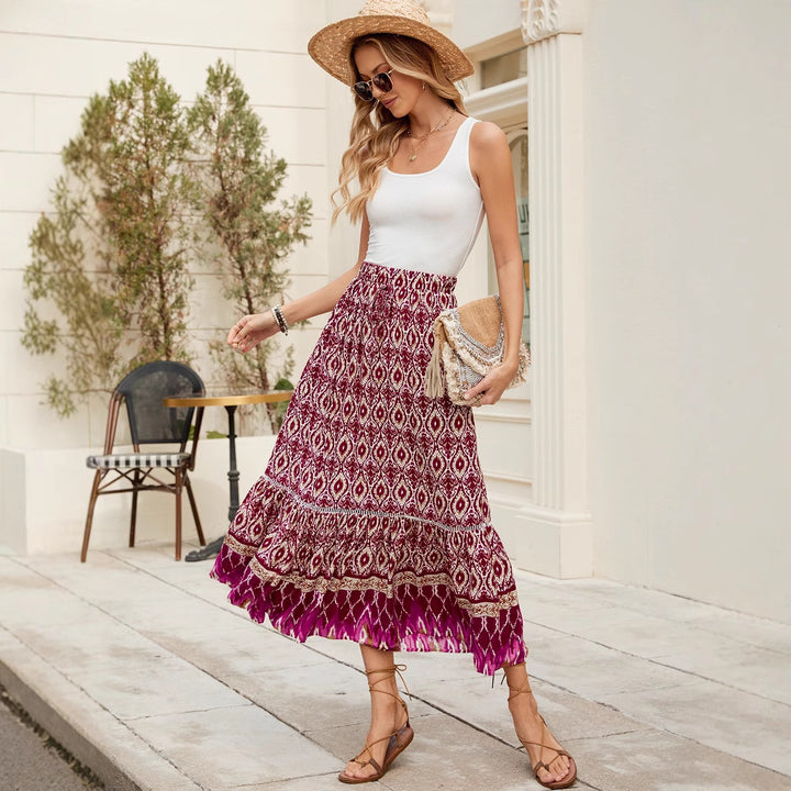 Kvinder Bohemian Floral Maxi Nederdel Stilla