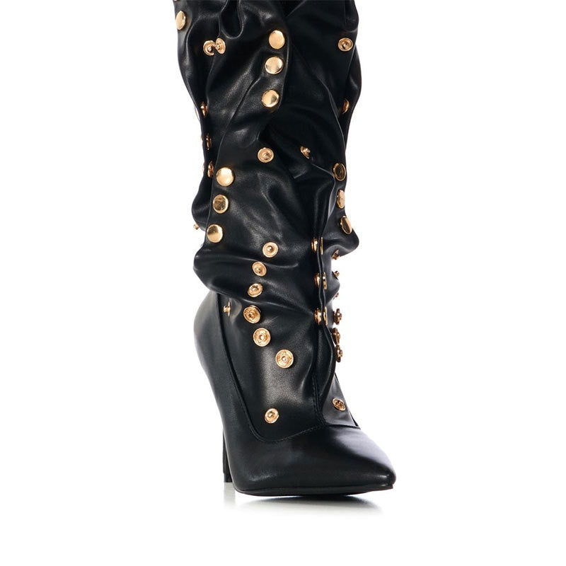 Dame Slouchy Stiletto Støvler med dekorative nitter Stilla