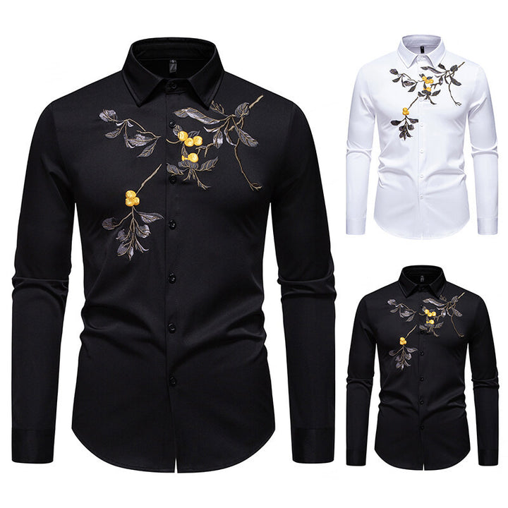 Herrer broderet blomster skjorte Stilla