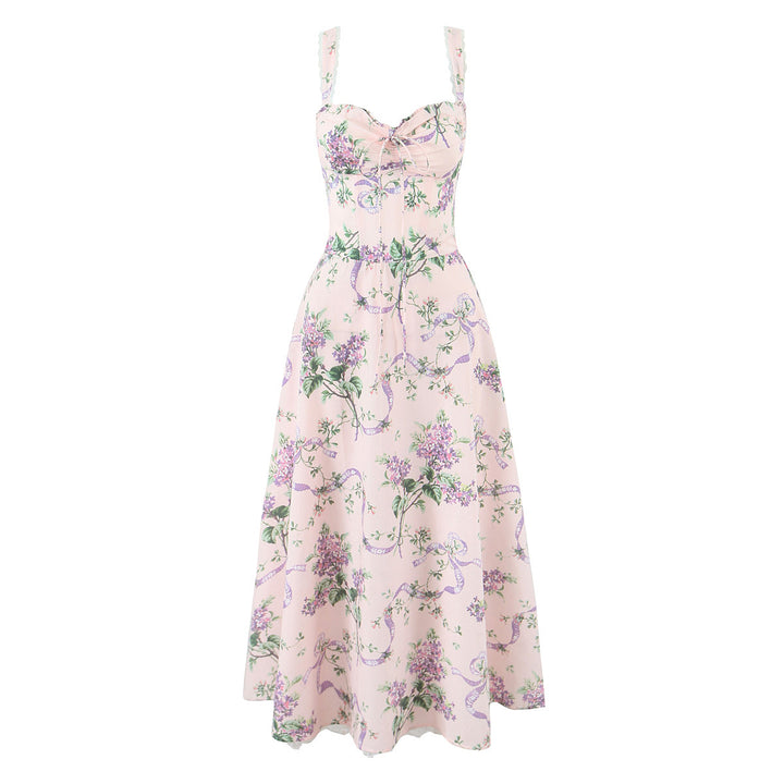 Dame Elegant Maxikjole med blomstret design og raffinerede flæsedetaljer Stilla