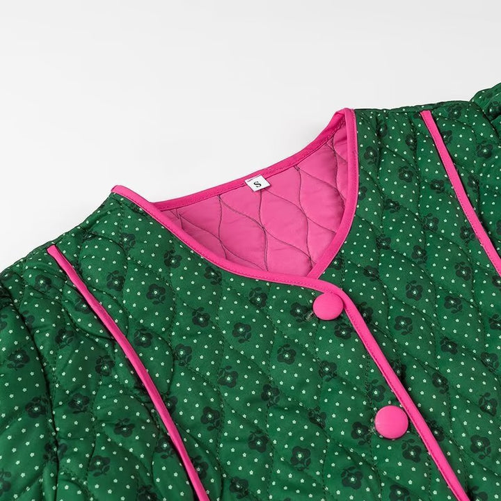 Dame quiltet overgangsjakke med farverigt design og praktiske lommer Stilla