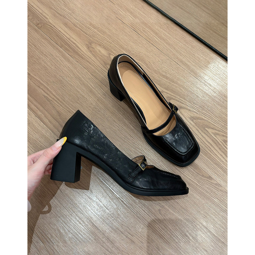 Dame Chunky Blockhæls Mary Jane Pumps med justerbar rem Stilla