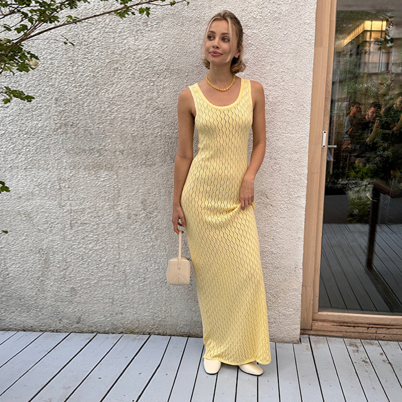 Dame Elegant Strikket Maxikjole Stilla