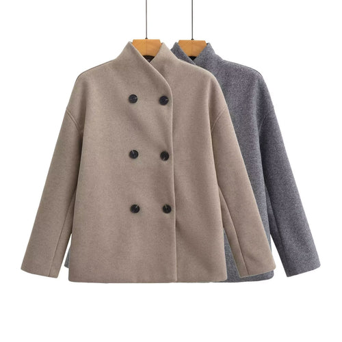 Dame cropped quiltet jakke med dobbelt knapliste og elegant snit Stilla