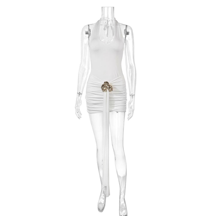 Dame Elegant Cut-Out Minikjole med Voksende Look og Glamourøse Detaljer Skovae