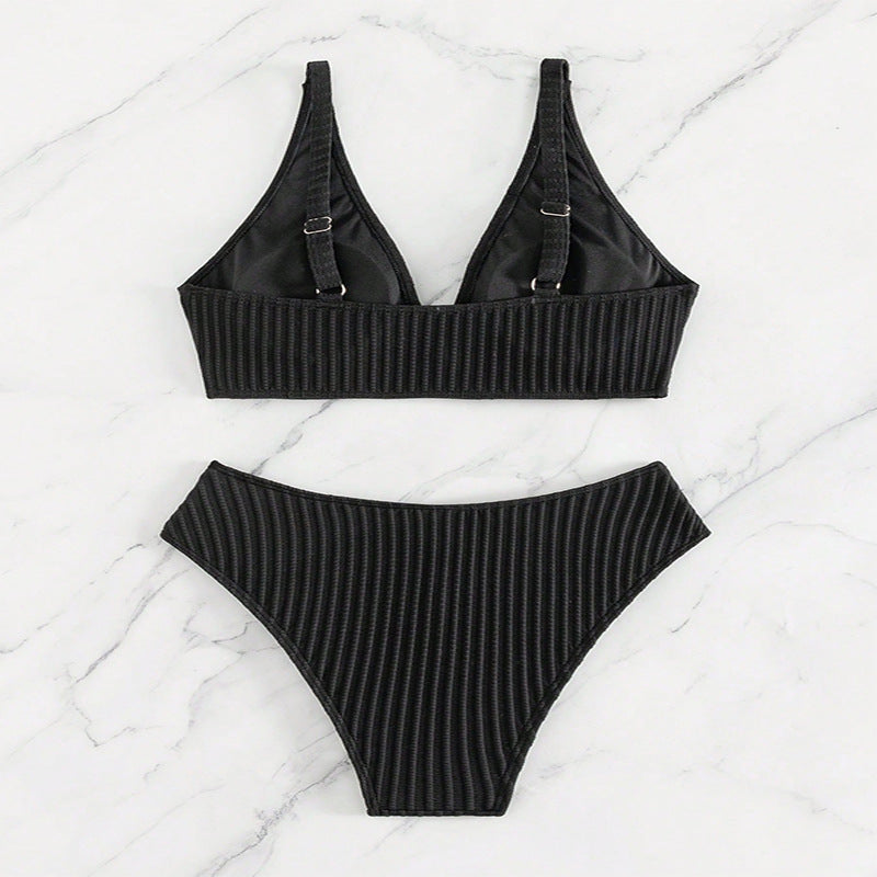 Dame Rib-Høj Talje-Bikini-Sæt Stilla 1750922538