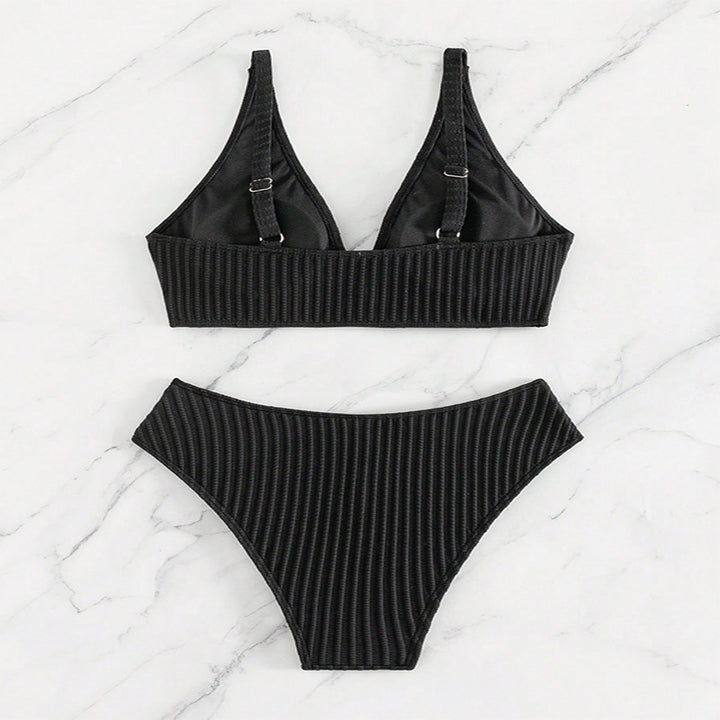 Dame Rib-Høj Talje-Bikini-Sæt Stilla 1750922538