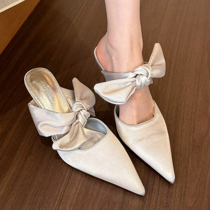Femme Elegante Åben-Tå Mule med Sløjfe-Detalje Stilla